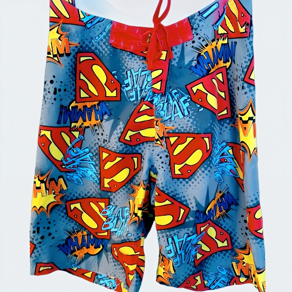 DC Superman Comic Style Swim Shorts - Size 34